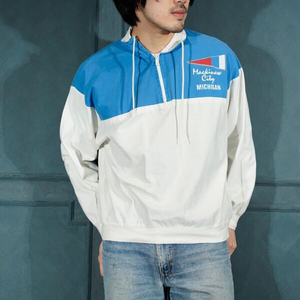 USA VINTAGE CRAFTED WITH PRIDE MICHIGAN HALF ZIP DESIGN BLOUSON/アメリカ古着ハーフジップデザインブルゾン