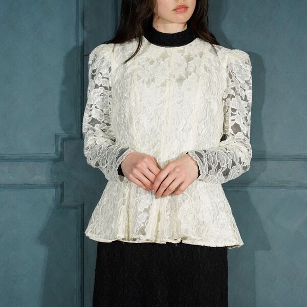 70’s〜80’s USA VINTAGE PATRA ALL LACE DESIGN BLOUSE JACKET/70年代〜80年代アメリカ古着総レースブラウスジャケット