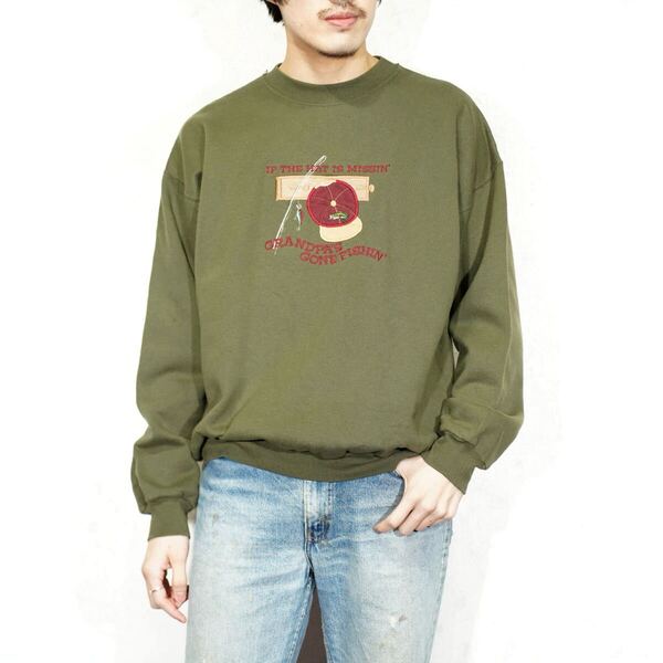 USA VINTAGE MC SPORT FISHING EMBROIDERY DESIGN SWEAT SHIRT/アメリカ古着フィッシング刺繍デザインスウェット