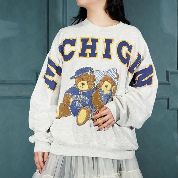 *SPECIAL ITEM* 90's USA VINTAGE JERZEES TEDDY BEAR PRINT DESIGN SWEAT SHIRT/90年代アメリカ古着テディベアプリントデザインスウェット