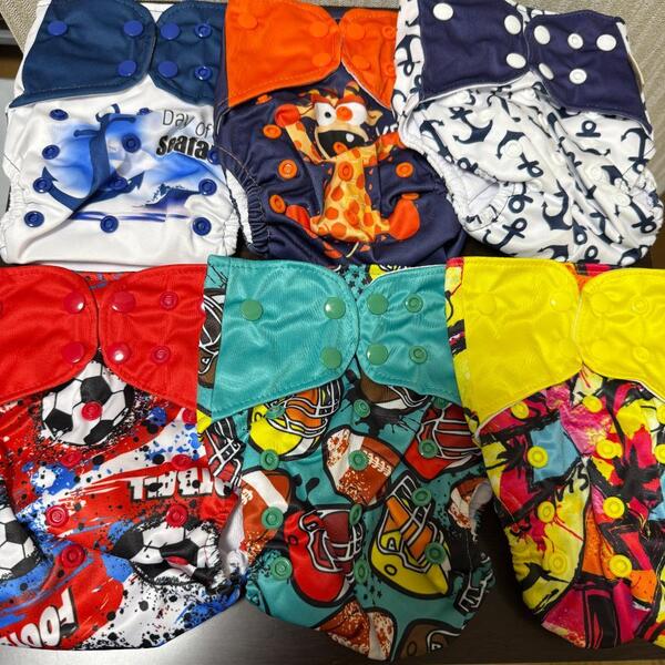 【新品未使用】BluePanda 布おむつ6枚セット 調節可能 男の子 可愛い