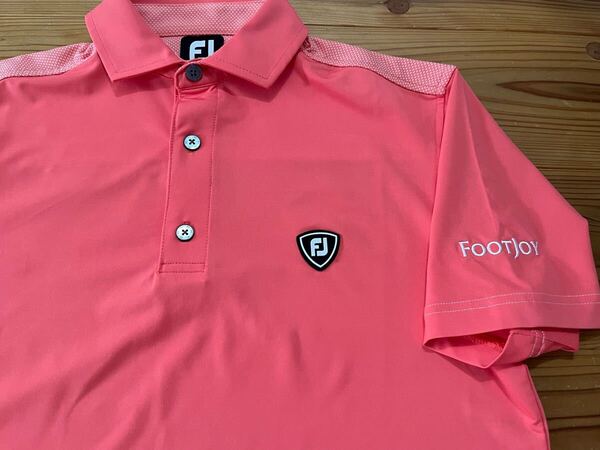 送料込み! Foot Joy 半袖ポロシャツ 美品 ボタンダウン Mサイズ GOLF ゴルフウェア オレンジ 166ー172 フットジョイ