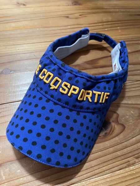送料込み!le coq sportif ドット サンバイザー 青 ブルー GOLF 帽子 ゴルフウェア ルコック ゴルフサンバイザー