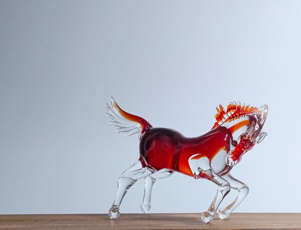 MURANO ムラーノガラス Badiori バディオリ ベネチアングラス 馬 ホース 置物 オブジェ インテリア レトロ 中古 送料無料 即決