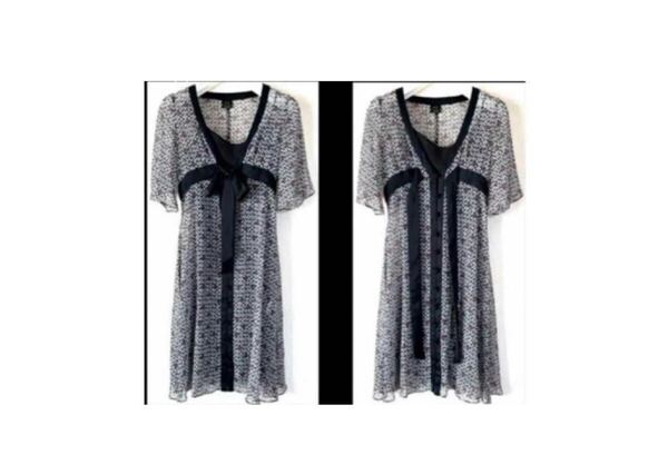 トゥモローランド 胸下リボン Vネック シフォン 花柄 フラワー 半袖 ワンピ チュニック ブラウス ガウン 羽織り