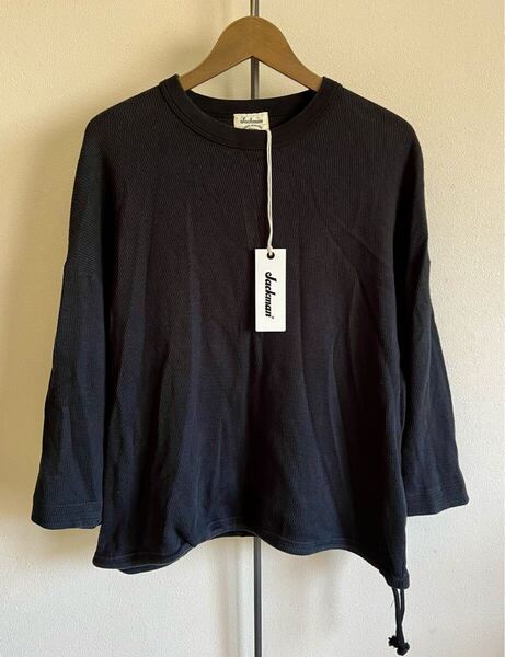 ★美品★Jackman ジャックマン Thermal Drop Crew 8/Sleeve T-Shirt サーマルカットソー ブラック メンズL