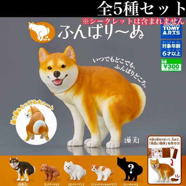 ■送料無料■ ふんばり〜ぬ 全5種セット /ふんばりーぬ/おすわり〜ぬ/犬/いぬ/イヌ/ミニチュア/フィギュア/コレクション/ガチャ