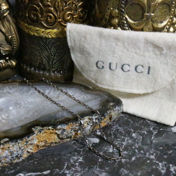 GUCCI PLANE SILVER CHAIN NECKLACE/グッチプレーンシルバーチェーンネックレス