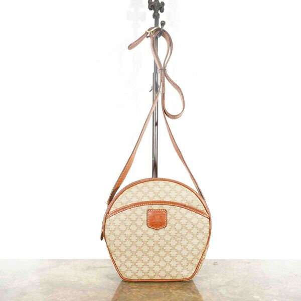 CELINE MACADAM PATTERNED ROUND TYPE SHOULDER BAG/オールドセリーヌマカダム柄ラウンド型ショルダーバッグ