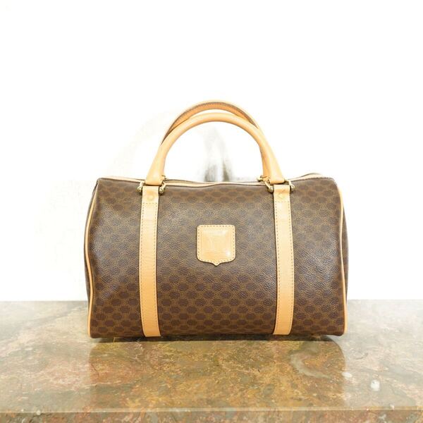 CELINE MACADAM PATTERNED DESIGN LOGO BOSTON BAG MADE IN ITALY/オールドセリーヌマカダム柄デザインロゴボストンバッグ