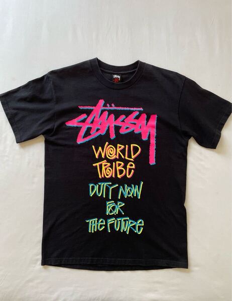 送料無料 オールドステューシー ワールドツアー Tシャツ OLD STUSSY ブラック 美品 /world tribe supreme