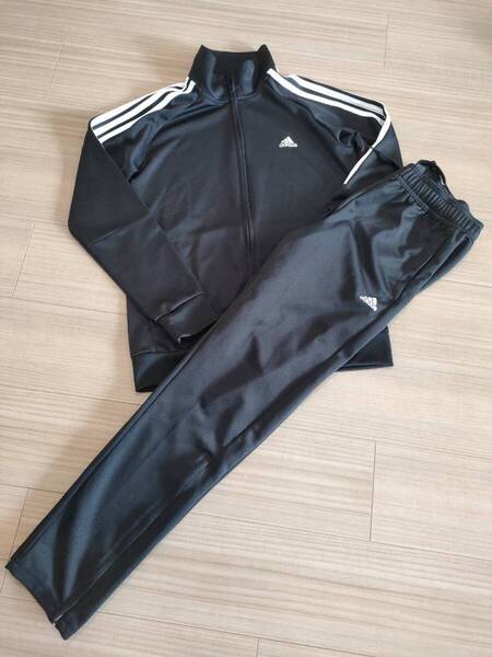 adidasアディダス キッズ 黒ブラック ジャージ上下 160 エアロレディ