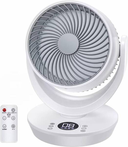 サーキュレーター 扇風機 3D首振り&マイナスイオン 卓上扇風機DCモーター 省エネ 25dB静音 8段階風量調整 3モード 液晶タッチパネル