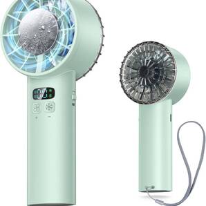 携帯扇風機 冷却プレート ハンディファン 12枚羽根 6000mAh大容量 手持ち扇風機 強力送風 1~100段階風量調節 グリーン