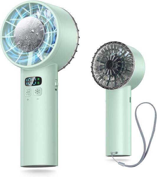 携帯扇風機 冷却プレート ハンディファン 12枚羽根 6000mAh大容量 手持ち扇風機 強力送風 1~100段階風量調節 グリーン