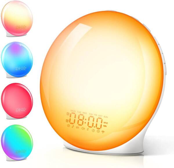 目覚まし時計 光 アラーム Bluetooth音楽 目覚ましライト 太陽光 8種類の自然音 めざまし時計 日出&日没シミュレーション 置き時計