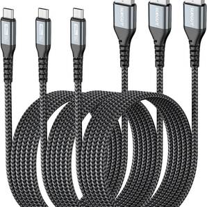 SUNGUY Micro USB ケーブル 2M 【3本組】QC3.0/2.0 最大18W急速充電 USB2.0データ転送 マイクロusbケーブル 高耐久性 ナイロン編 2m グレー