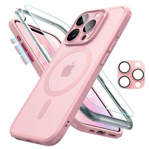 ESR iPhone 15 Pro Max ケース (5 in 1) セット 半透明マットケース 画面保護フィルム カメラレンズ保護 Classicシリーズ フロストピンク