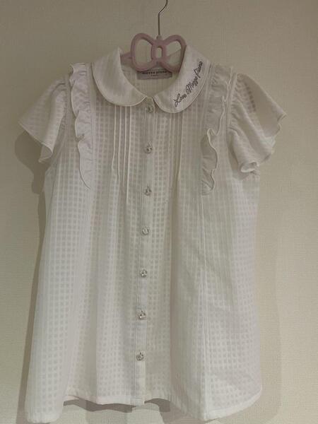 ★美品★メゾピアノジュニア★ホワイト色★半袖シャツ★カットソー★半袖ブラウス★サイズM★150