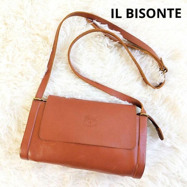【良品】ILBISONTE イルビゾンテ ショルダーバッグ レザー ブラウン レディース 斜め掛け 鞄 かばん 革 茶色 ミニ コンパクト