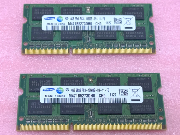 >Samsung M471B5273DH0-CH9 2枚セット - PC3-10600S/DDR3-1333 204Pin DDR3 SO-DIMM 8GB(4GB x2) 動作品