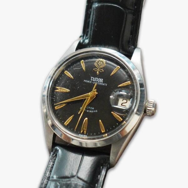 希少 Tudor プリンス オイスター デカバラ 黒金 手巻き チュードル 薔薇
