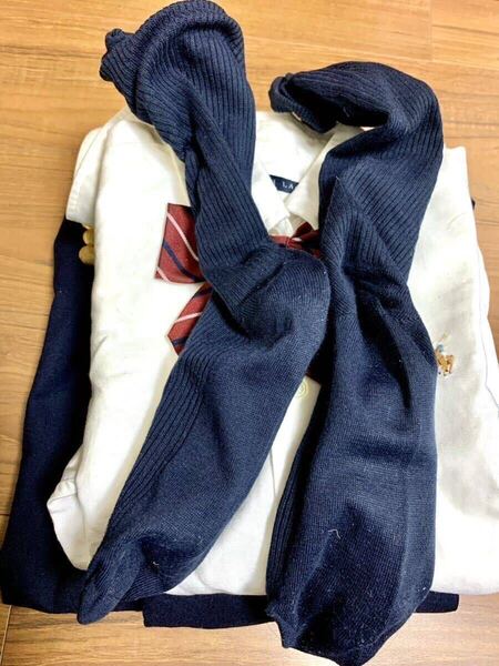 【中古】POLO 紺色ハイソックス スクールソックス レディース靴下 赤色ワンポイント☆ 中古品 USED ECO 整理品 Hc済…