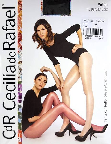 ■オールスルー Cecilia de Rafael セシリアデラファエル Vidrio 15den 4-L ブラウン系光沢4■
