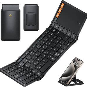 898 キーボード Bluetooth 折りたたみ式 ワイヤレス 日本語配列 薄型 軽量 大型タッチパッド搭載 充電式 収納バッグ スマホスタンド付き