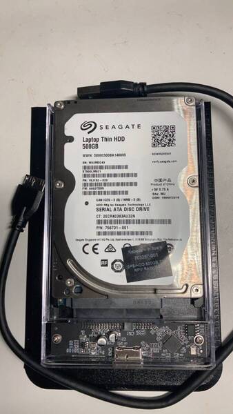 Seagate HDD 500GB with 外付けケース+SATA-USB接続コード 届いたその日から使えます! (500-0002-Seagate)