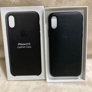 (元1)アップル純正 iphoneX/XS レザーケース ブラック
