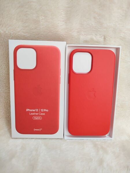 (D2)アップル純正 iphone12/12pro レザーケース MagSafe レッド MHKF3FE/A A2494