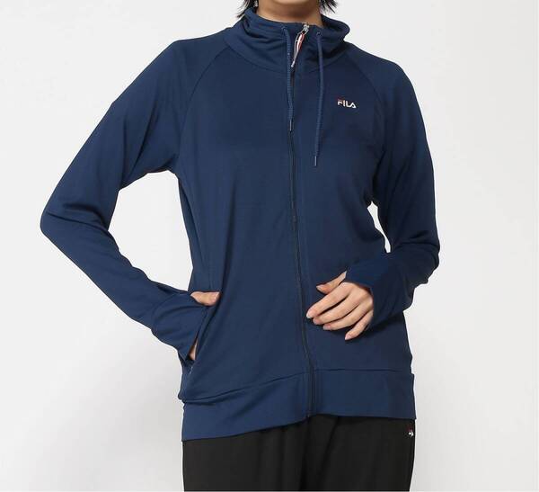 【Mサイズ】新品 FILA フィラ レディースブロックメッシュUVウェア ラッシュガード 長袖 スポーツウエア 324673 ネイビー