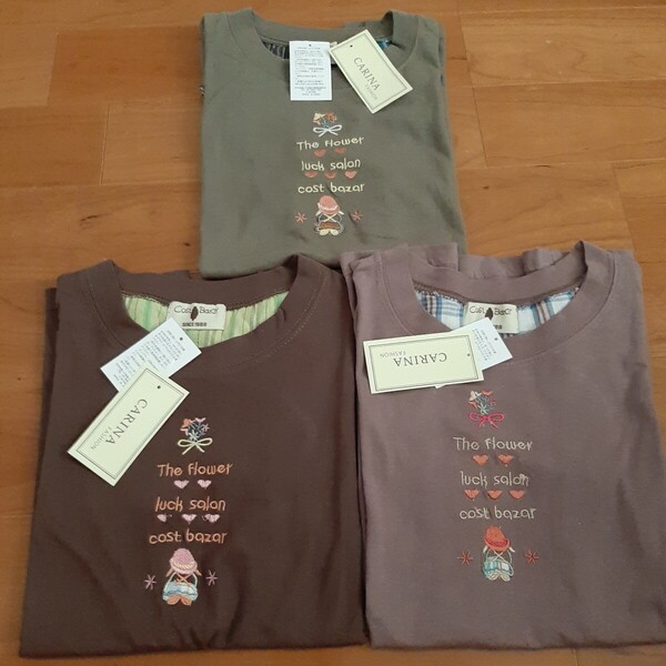 3枚セット【Lサイズ】新品タグ付き CARINA Cost Bazar 半袖Tシャツ ルームウェア レディース トップス ミセス レトロ 送料無料