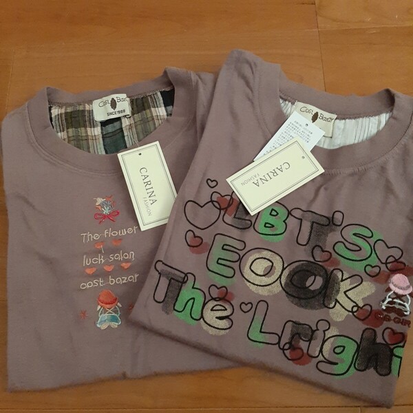 2枚セット【Lサイズ】新品タグ付き CARINA Cost Bazar 半袖Tシャツ ルームウェア レディース トップス ミセス レトロ 送料無料