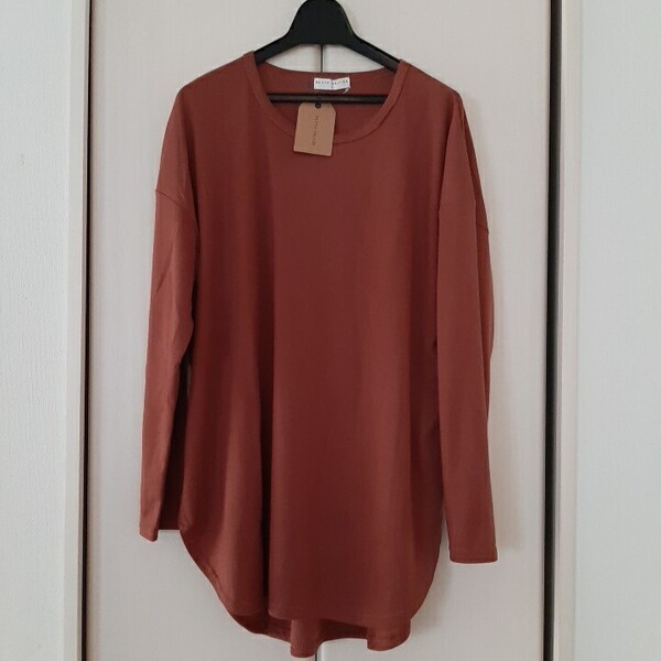 新品【Lサイズ】KEITH VALLER レディース 長袖Tシャツ トップス チュニック ビッグTシャツ ロンT ゆったり 大きめ 3467A 無地