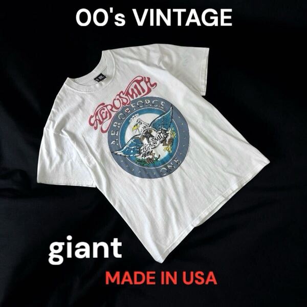 00's USA製 VINTAGE AERO SMITH GIANTボディ 01年 コピーライト 古着 バンドTシャツ ロックT ジャイアント 当時物 エアロスミス Tシャツ