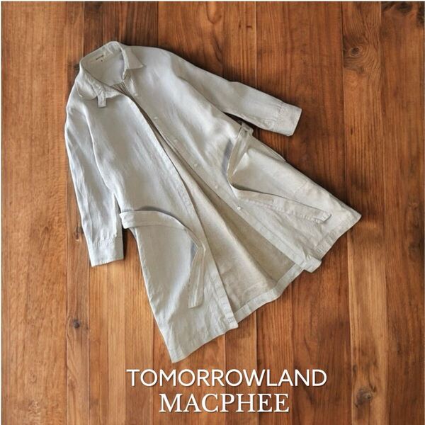 美品 TOMORROWLAND MACPHEE リネン ガウン シャツ 麻 ワンピース レディース トゥモローランド マカフィー 日本製 薄手 トップス 長袖