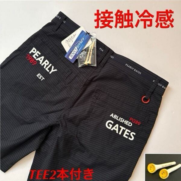 4/M 超人気/入手困難品/PEARLY GATES/パーリーゲイツ メンズ/カッコイイ/接触冷感/UVカット/オシャレ/BIG千鳥柄/ショートパンツ 黒ブラック