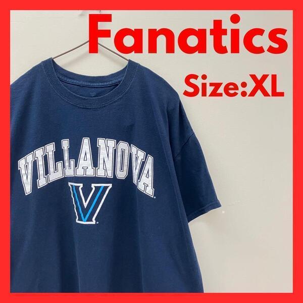 【美品】古着 Fanatics カレッジロゴ 半袖 Tシャツ ネイビー XL