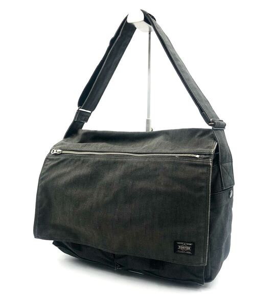 PORTER ポーター スモーキー メッセンジャーバッグ ショルダーバッグ ダークグレー 日本製 メンズ ビジネス A4可