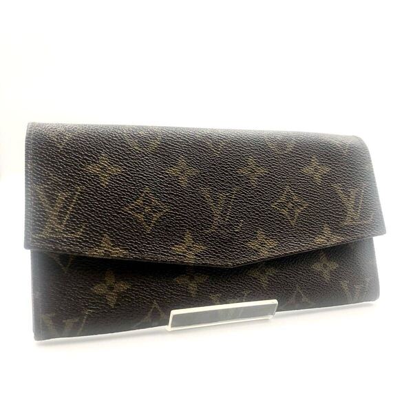 ■希少ヴィンテージ■LOUIS VUITTON ルイヴィトン モノグラム エンベロープ 長財布 PVC×レザー ブラウン ゴールド金具 フランス製