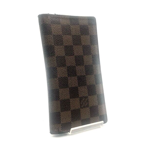 LOUIS VUITTON ルイヴィトン ダミエ エベヌ ポルトバルール カルトクレディ 縦型長財布 札入れ PVC×レザー ブラウン フランス製