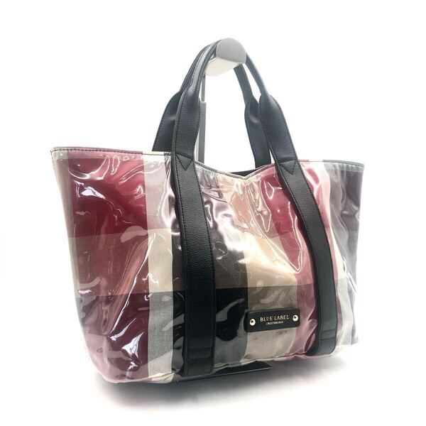 ■極美品■BLUE LABEL GRESTBRIDGE ブルーレーベルクレストブリッジ ビニールトートバッグ サマーバッグ チェック 三陽商会