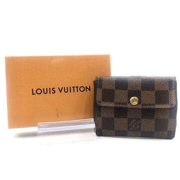 LOUIS VUITTON ルイヴィトン ダミエ エベヌ ラドロー カードケース 名刺入れ PVC×レザー ブラウン ゴールド金具 フランス製 刻印