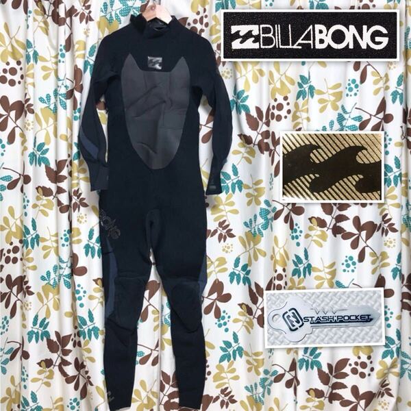 ■美品■BILLABONG ビラボン セミドライフルスーツ ウエットスーツ sizeM ブラック×グレー サーフィン ポディボード