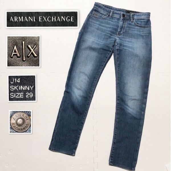 ■美品■ARMANI EXCHANGE アルマーニエクスチェンジ スキニーデニム ジーンズ size29 レディース インディゴブルー
