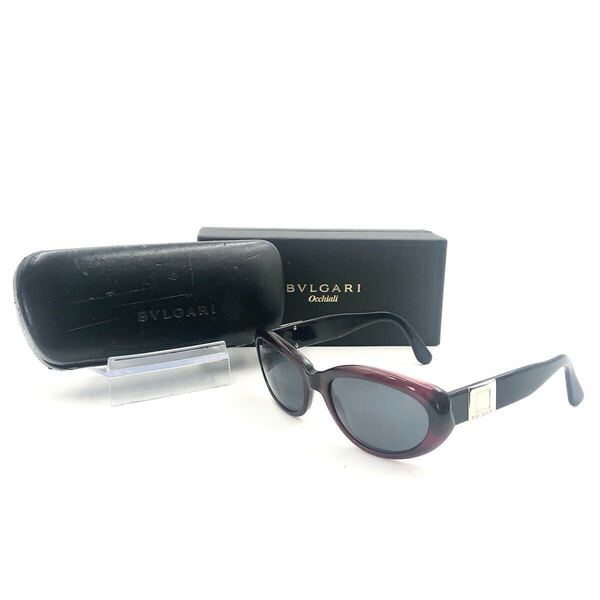 BVLGARI ブルガリ サングラス 810 534/61 ブラック×ボルドー シルバー金具 135 刻印あり レディース ケースあり