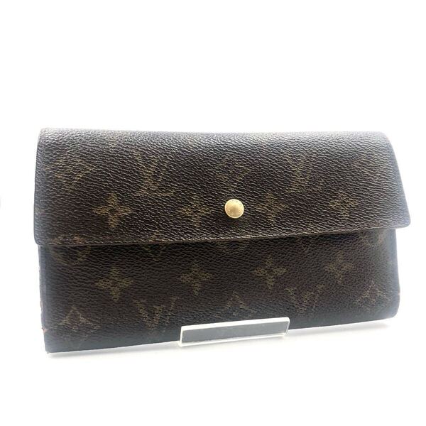 LOUIS VUITTON ルイヴィトン モノグラム ポルトトレゾール インターナショナル 三つ折り長財布 PVC×レザー フランス製 刻印あり