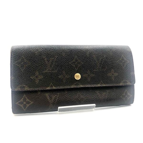 LOUIS VUITTON ルイヴィトン モノグラム ポシェット ポルノモネ クレディ 長財布 PVC×レザー ブラウン フランス製 刻印あり